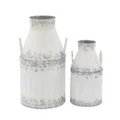 Distressed White Metal Farmhouse Decorative Jar, 2ct.