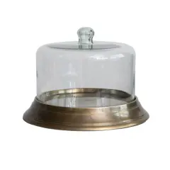 Hello Honey&reg; 12" Glass Cloche with Antique Brass Finish Aluminum Base