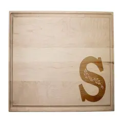 17" Floral Monogram Maple Cutting Board Floral Monogram S