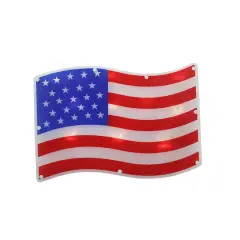 13.25" Red & White LED Lighted Patriotic American Flag Window Silhouette Accent