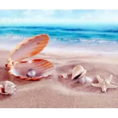 Sparkly Selections Beginner Seashells by the Seashore Diamond Painting Kit, Square Diamonds