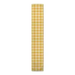 Faded Plaid Indoor/Outdoor Table Runner Yellow