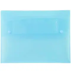JAM Paper 9.5" x 12.5" Plastic Portfolio with Two Button Snap Closure Blue Translucent