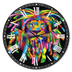 Designart Lion Rasta Oversized Modern Wall Clock