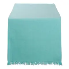 DII&reg; 108" Solid Heavyweight Fringed Table Runner Aqua