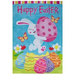Happy Easter Bunny with Eggs Outdoor House Flag