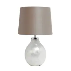 Simple Designs Light Pearl Table Lamp with Fabric Shade