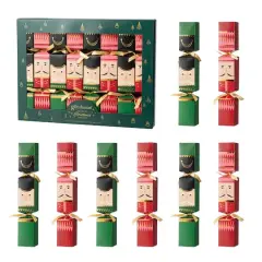 Glitzhome&reg; 8PK 2"D x 12"H Nutcracker Christmas Party Crackers with Gift Contents