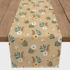 72" Tropical Jag Cotton Twill Runner Beige