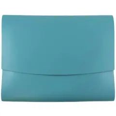 JAM Paper Italian Leather Snap Closure Portfolio Teal