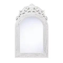 Weathered White Arched-Top Wall Mirror