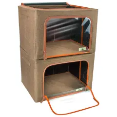 Sorbus Foldable & Stackable Storage Bags with Windows Set Brown