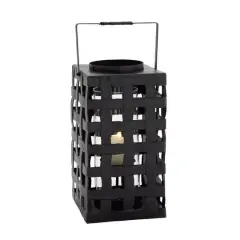 20" Black Iron Industrial Candle Holder Lantern