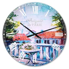 Designart 'Paris Eiffel Tower French Country Wall Clock