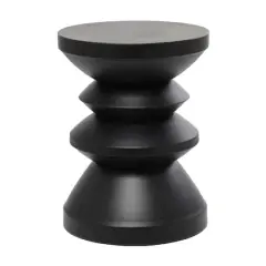 18" Black Metal Art Deco Inspired Accent Table