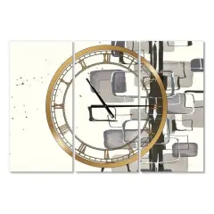 Designart Glam Dancing Shape III Modern 3 Panel Wall Clock