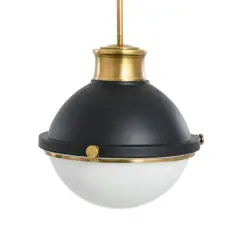 Hello Honey&reg; Robert Stevenson Lighting Cameron Two-Tone Metal & Frosted Glass Ceiling Light Matte Black