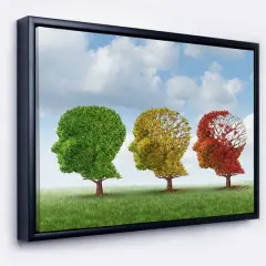 Designart - Brain Aging - Abstract Canvas Art Print in Black Frame