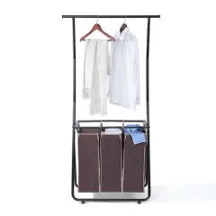 SunnyPoint Laundry Sorter with Hanging Bar Black