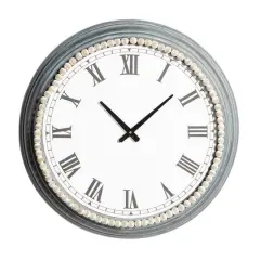 White Metal Farmhouse Wall Clock, 23" x 23" x 3"
