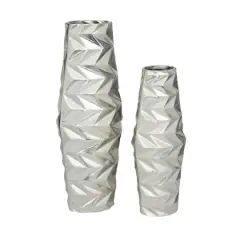 Silver Aluminum Modern Vase, Set of 2" 20", 15"