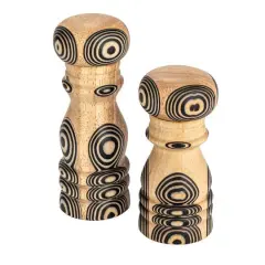 Hello Honey&reg; Natural & Black Inlaid Circles Wood Salt & Pepper Mills Set