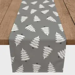 90" White & Black Trees Table Runner