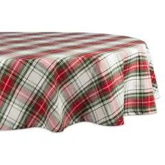 DII&reg; 70" Round Christmas Plaid Tablecloth