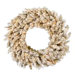 24" Warm White Dura-Lit&reg; LED Frosted Gold Wreath