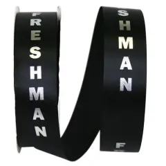 The Ribbon Roll 1.375" x 100yd. Satin Freshman Ribbon Black/Silver