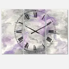 Designart 'Watercolor Minimal Purple Tones Iii Farmhouse Multipanel Wall Clock
