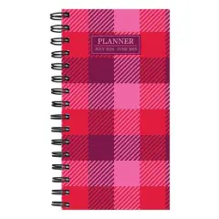 TF Publishing 2025 Pink Plaid Small Weekly Monthly Spiral Planner