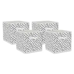 DII&reg; 11" Nonwoven Polyester Small Dots Storage Cubes, 4ct. White/Black