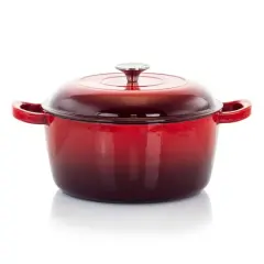 MegaChef 5qt. Red Enameled Cast Iron Casserole