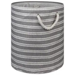 DII&reg; Medium Striped Weave Round Paper Storage Basket Gray/White