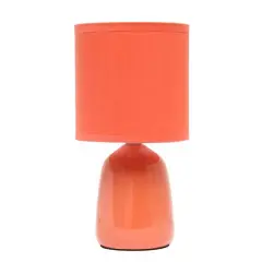 Simple Designs 10" Thimble Base Ceramic Table Lamp Orange