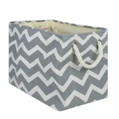 Large Polyester Chevron Rectangle Bin Gray