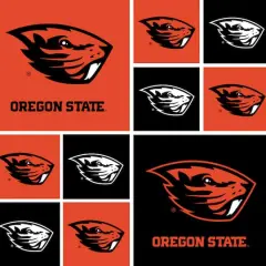NCAA Oregon State University Beavers Block Cotton Fabric