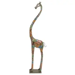 6ft. Multicolor Metal Giraffe Sculpture