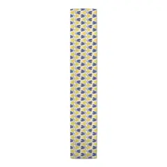 Mid Mod Yellow & Navy Florals Outdoor Table Runner
