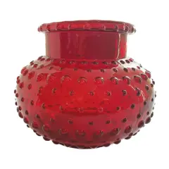 Hello Honey&reg; 5" Red Round Glass Hobnail Vase
