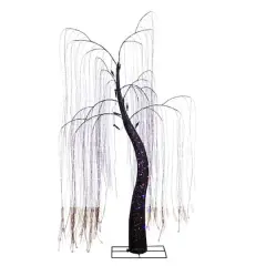 7ft. Pre-Lit Artificial Halloween Black Willow Tree with 600 Purple and Orange Dual Color LED Lights