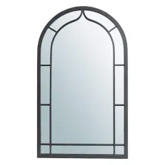 Glitzhome&reg; 33" Black Arched Windowpane Wall Mirror