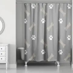 Bones & Paws Shower Curtain Gray