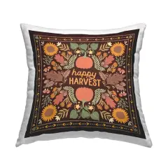 Stupell Industries Happy Harvest on Brown Decorative Printed Throw Pillow