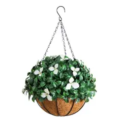 18in. UV Resistant Artificial Gardenia Hanging Basket (Indoor/Outdoor)