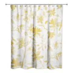 Floral Pattern Shower Curtain Yellow