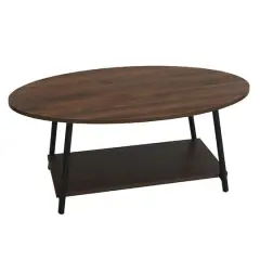 Household Essentials 39" Jamestown Oval Coffee Table Mid Century Walnut