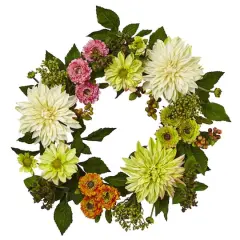 22&rdquo; Dahlia & Mum Wreath