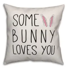 Some Bunny Loves You with Bunny Ears Throw Pillow